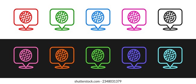 Set line Golf label icon isolated on black and white background.  Vector