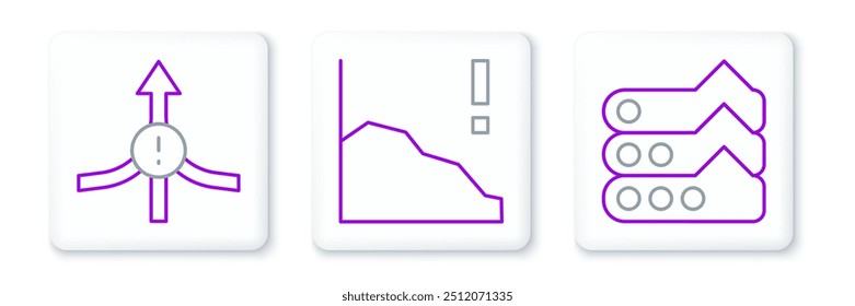 Set line Graph, chart, diagram, Arrow and Financial growth decrease icon. Vector