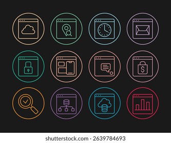 Set line Graph chart infographic, Secure your site with HTTPS, SSL, Cloud technology data transfer, New chat messages notification and Infographic of city map icon. Vector