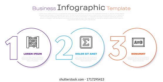 Set line Graph, schedule, chart, diagram, Geometric figure Square and Calculation. Business infographic template. Vector