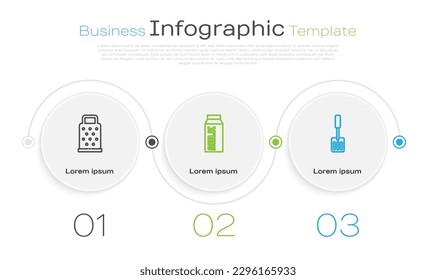 Set line Grater, Paper package for milk and Spatula. Business infographic template. Vector