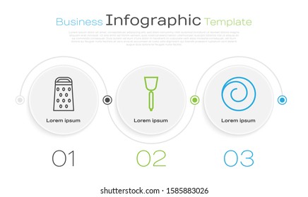 Set line Grater , Spatula  and Roll bun with cinnamon . Business infographic template. Vector