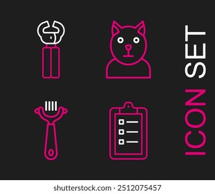 Lista de Precios del salón de aseo, cepillo de pelo para perro y gato, icono de cortaúñas para gatos y mascotas. Vector