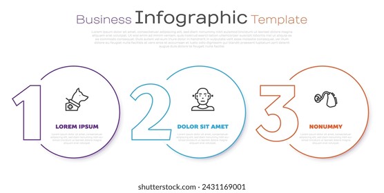 Set line Guide dog, Deaf and Hearing aid. Business infographic template. Vector