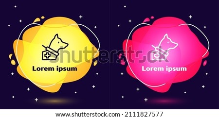 Set line Guide dog icon isolated on blue background. Abstract banner with liquid shapes. Vector