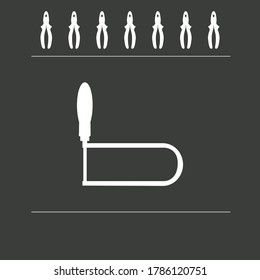 Set line hacksaw icon einzeln auf schwarzem Hintergrund. Vektorgrafik