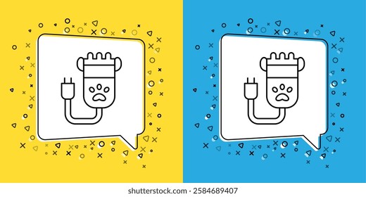 Set line Hair clipper accessories for pet grooming icon isolated on yellow and blue background.  Vector