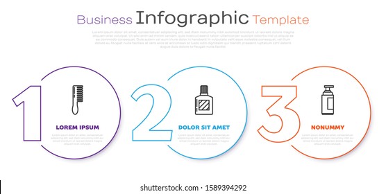 Set line Hairbrush, Aftershave and Cream or lotion cosmetic tube. Business infographic template. Vector