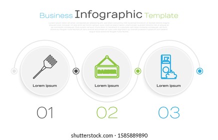 Set line Hairbrush, Barbershop and Shaving gel foam. Business infographic template. Vector