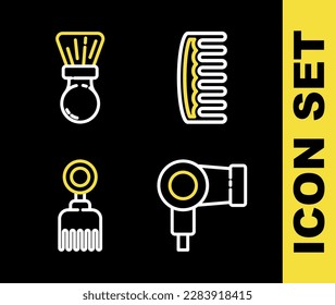 Set line Hairbrush, dryer,  and Shaving icon. Vector