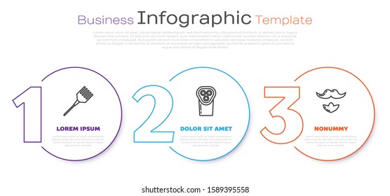 Set line Hairbrush, Electrical hair clipper or shaver and Mustache and beard. Business infographic template. Vector