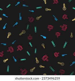 Set line Hairbrush, Eyebrow tweezers, dryer and Nail polish bottle on seamless pattern. Vector