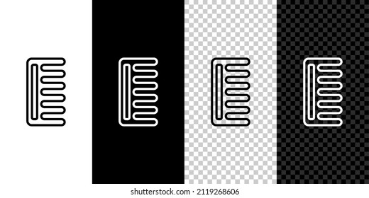 Set line Hairbrush icon isolated on black and white background. Comb hair sign. Barber symbol.  Vector Illustration