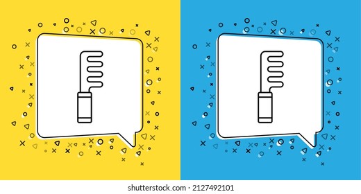 Set line Hairbrush icon isolated on yellow and blue background. Comb hair sign. Barber symbol.  Vector