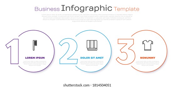 Set line Hairbrush, Towel stack and T-shirt. Business infographic template. Vector