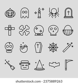 Set Line Halloween Icon Unique
