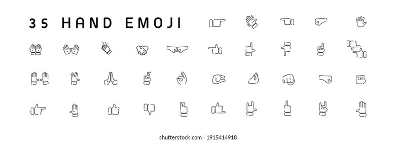 Set of line hand emoji icons