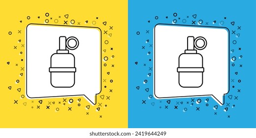 Set line Hand grenade icon isolated on yellow and blue background. Bomb explosion.  Vector