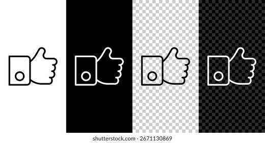Set line Hand like icon isolated on black and white, transparent background.  Vector