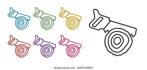 Sierra de mano e icono de registro aislados sobre fondo blanco. Establecer iconos coloridos. Vector