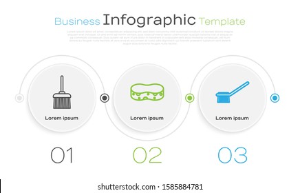 Set line Handle broom , Sponge  and Toilet brush . Business infographic template. Vector
