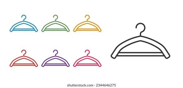 Set line Hanger wardrobe icon isolated on white background. Cloakroom icon. Clothes service symbol. Laundry hanger sign. Set icons colorful. Vector