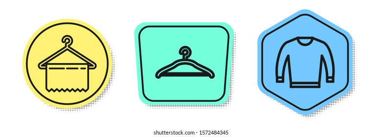 Set line Hanger wardrobe, Hanger wardrobe and Sweater. Colored shapes. Vector