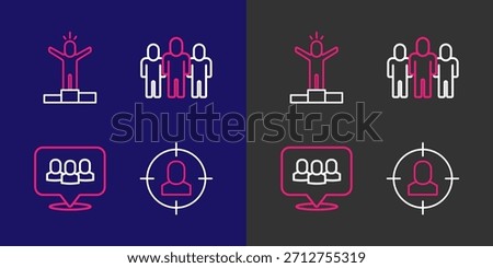 Set line Head hunting, Project team base,  and Productive human icon. Vector
