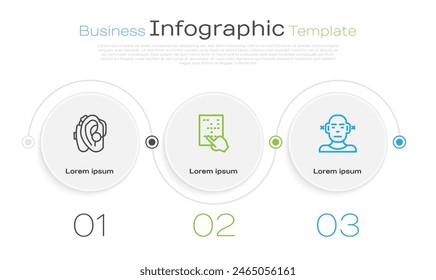 Set line Hörgerät, Braille und Deaf. In: Business Infographic Vorlage. Vektorgrafik