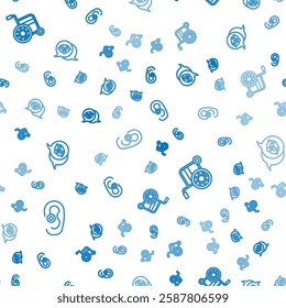 Set line Hearing aid, Wheelchair and Grandfather on seamless pattern. Vector