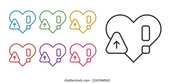 Set line Heart rate icon isolated on white background. Heartbeat sign. Heart pulse icon. Cardiogram icon. Set icons colorful. Vector