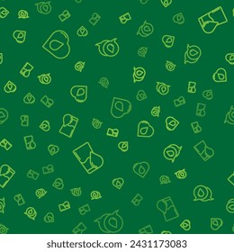 Set line Heart with water drop, Glass and Water speech bubbles on seamless pattern. Vector