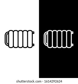 Set line Heating radiator icon isolated on black and white background.  Vector Illustration