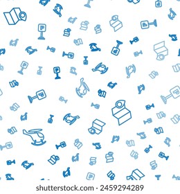 Set line Helicopter, Folded map with location marker and Parking on seamless pattern. Vector