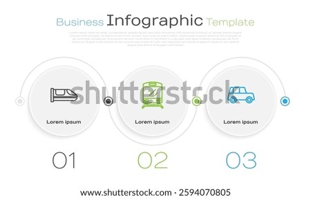 Set line High-speed train, Train and Car. Business infographic template. Vector
