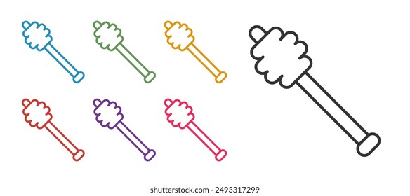 Set line Honey dipper stick icon isolated on white background. Honey ladle. Set icons colorful. Vector