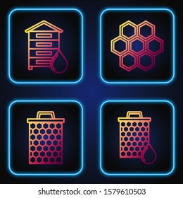 Set line Honeycomb, Honeycomb, Hive for bees and Honeycomb. Gradient color icons. Vector