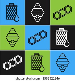 Set line Honeycomb, Honeycomb and Hive for bees icon. Vector