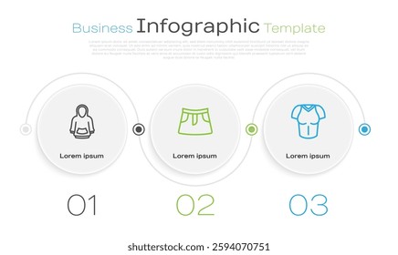 Set line Hoodie, Skirt and T-shirt. Business infographic template. Vector