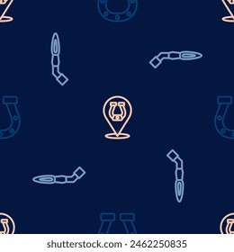 Herradura de línea, antorcha de soldadura y en patrón sin fisuras. Vector