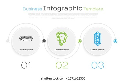 Set line Hotdog sandwich with mustard, Sandwich and Hotdog sandwich with mustard. Business infographic template. Vector