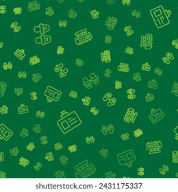 Set line Hotel slippers, Identification badge and Signboard with text on seamless pattern. Vector