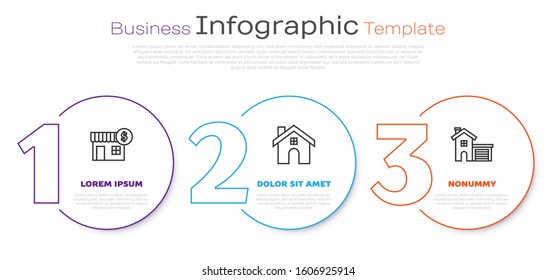 Set line House with dollar symbol, House and House. Business infographic template. Vector