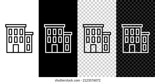 Set line House icon isolated on black and white background. Home symbol.  Vector