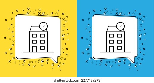 Set line House icon isolated on yellow and blue background. Home symbol.  Vector