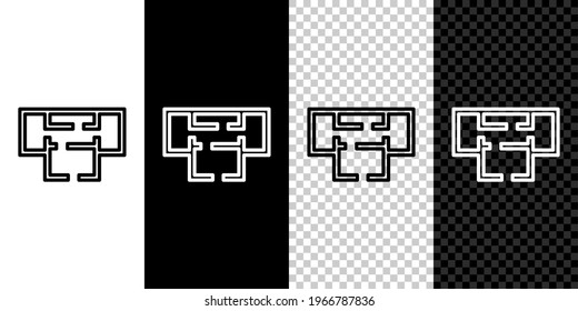 Set line House plan Symbol einzeln auf schwarz-weißem, transparentem Hintergrund.  Vektorgrafik