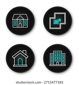 Establecer línea Casa, Plan e ícono. Vector