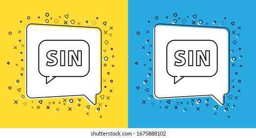 Set line Human brain icon isolated on yellow and blue background.  Vector Illustration