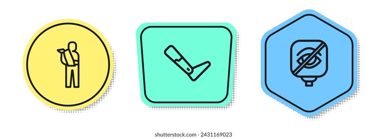 Set line Human broken arm, Prosthesis leg and Blindness. Colored shapes. Vector