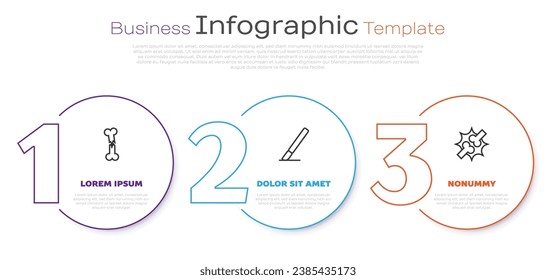 Set line Human broken bone, Surgery scalpel and Joint pain, knee pain. Business infographic template. Vector